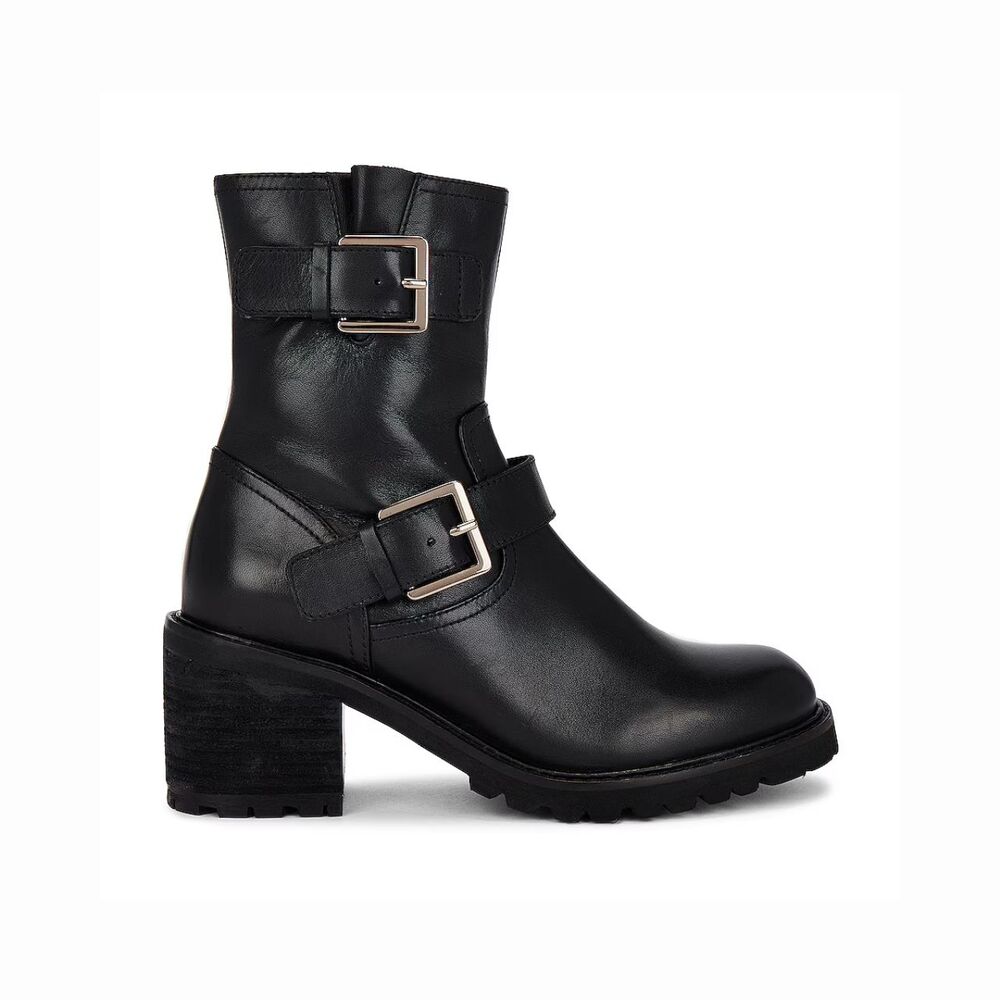 Seychelles Womens Boots Black Leather Run Free Buckle Ankle Heeled Bootie US 8.5